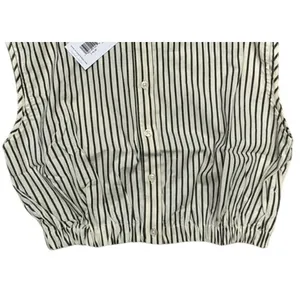 NWT Weworewhat Cropped Sleeveless Popover Shirt Small Antique White Grey Stripe thumbnail 4