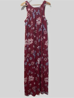 Free People Maxi‎ milkmaid Dress Medium Red Floral Fairy Whimsical Dress Boho thumbnail 2