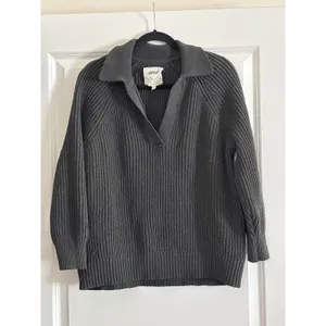 Aerie Womens Sugar Rush Chenille Sweater Charcoal‎ Gray V-Neck Pullover Small thumbnail 4
