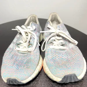 Adidas PureBOOST DPR Sneakers Knit Lace Up Grey White Chalk Coral Multi 6 thumbnail 4