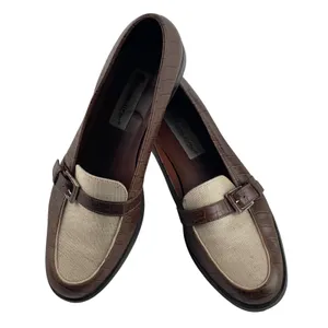 Etienne‎ Aigner Carver Brown Croc Embossed Leather Fabric Buckle Loafers 9.5M thumbnail 2