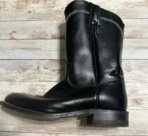 Justin Boots J Diamond L3233 Black Leather Roper Western Boots Women's Size 6.5E thumbnail 4