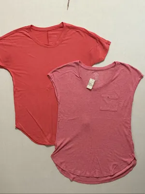 The North Face Women's Short Sleeve Scoop Neck Tee Duo - Coral & Dusty Rose thumbnail 1