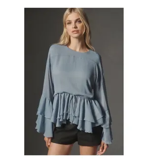 Anthropologie Long Sleeve Ruffle Tunic Size L Feminine Flowy Blouse Fairy thumbnail 3
