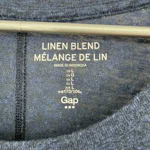 Gap Size Large Linen Blend‎ Long Sleeve Tee Shirt Top Blouse Blue Lightweight thumbnail 3