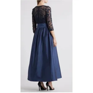Pisarro Nights Beaded Illusion Neck Taffeta Cocktail Dress 14 Missing Belt NEW thumbnail 2