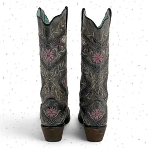 Corral Western Cowboy Boots Gray Floral Gems Embroidered Country Concert Size 9 thumbnail 9