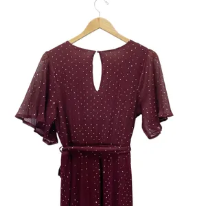 Baltic Born Grace Sparkle Sequin Maxi Dress Mulberry Faux Wrap Slit Size Medium thumbnail 8