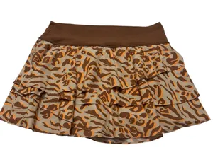 Aerie Brown and Tan Animal Print Tiered Skirt thumbnail 1