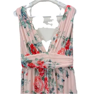 NWT Lulus Peach Pink Garden Meandering Blush Floral Chiffon Maxi Dress MEDIUM‎ thumbnail 6