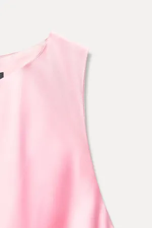 Zara maxi dress midi Light Pink tie knot satin effect wedding party evening thumbnail 7