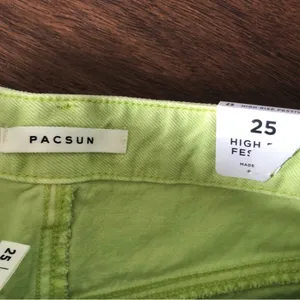 Pacsun Denim Shorts Frayed Hem Womens Size 25 Green High Rise Festival thumbnail 3