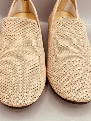David Tate Ultimate Flat Shoes Womens 7.5 Beige Knitted Formal Party Slip On thumbnail 2