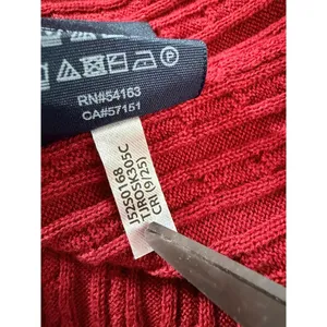 Tommy Hilfiger Cable Knit V-Neck Cotton Sweater Red Large TJROSK305C thumbnail 7