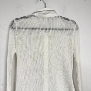 Free People White Crochet Long Sleeve Blouse Womens S Festival Boho Sheer Beachy thumbnail 6