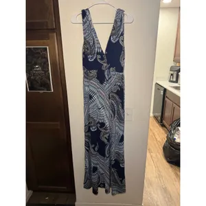 Unbranded Blue Paisley V-Neck Sleeveless Empire Waist‎ Boho Maxi Dress thumbnail 2