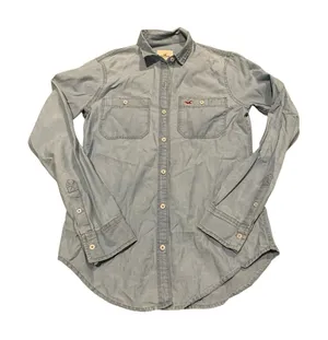 Hollister Button Down Shirt Women XS Blue‎ Denim Chambray Coastal Western 3W2170 thumbnail 1