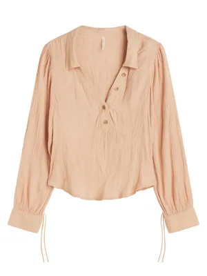 Free people gauze light pink pastel button down blouse M thumbnail 1