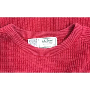 LL Bean Sweater Women’s L Red Cotton Ribbed Knit Pullover Made USA Vintage thumbnail 6