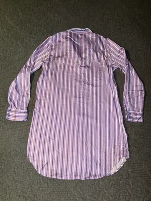 Lauren Ralph Lauren Striped Cotton Sleep Shirt-Purple Stripe Women’s Size-S thumbnail 5