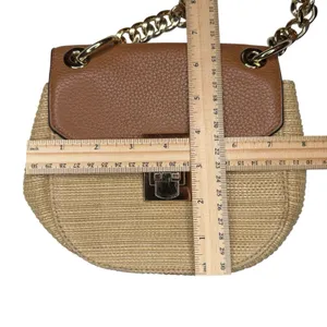 Michael Kors Crossbody Neutral Woven Leather‎ Small Shoulder Bag Chain Strap thumbnail 10
