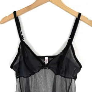 Vintage Y2K 2002 Victoria’s Secret black mesh lingerie mini dress thumbnail 2