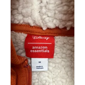 Disney‎ Sherpa Lined Zip-Up Hooded Sweatshirt Orange Goofy Womens Medium thumbnail 3