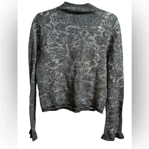 by Anthropologie Hanna Lace Merino Wool Mock‎ Neck Sweater Sz M Black Sheer thumbnail 5