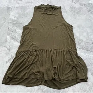 Anthropologie Sunday in Brooklyn Tank Size Small‎ S Olive Mock Neck Ruffle Hem thumbnail 1