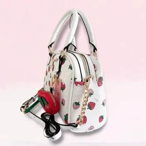 Juicy Couture White Sweet n Juicy LARGE Bowler Bag Satchel Strawberry Coin Purse thumbnail 5