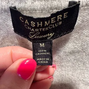 Charter Club Sweater Womens M Tan 100% Cashmere V-Neck Long Sleeve thumbnail 2