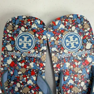 Tory Burch 6 Linosa Festival Flip Flop Printed Naplak Logo Thong Sandals Preppy thumbnail 7