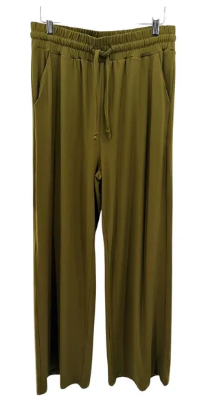 Sarin Mathews Green Wide Leg Pants L Drawstring Lounge Sweatpants Pockets NWT thumbnail 1