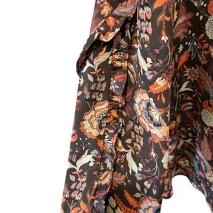 Evereve Clara Floral Paisley Long Sleeve V Neck Blouse/Top M Ruffle Trim Career thumbnail 7