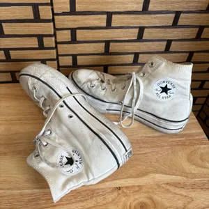 Converse Chuck Taylor All‎ Star White Lift Platform High Top Sneakers Size 10 thumbnail 6