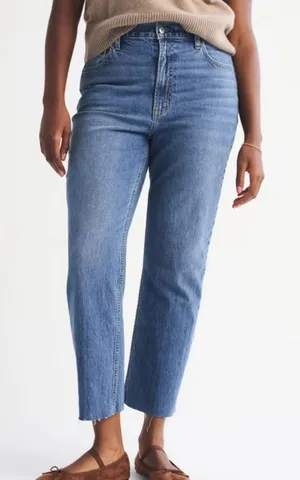 Abercrombie Ankle Straight Jeans Women’s Size 31 Short High Rise Blue Denim thumbnail 1