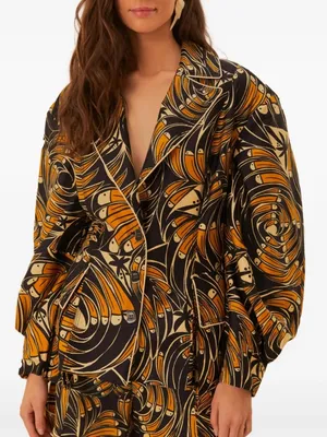 Farm Rio Toucan Spirals Blazer NWT Off White Tropical Print Jacket‎ S thumbnail 1