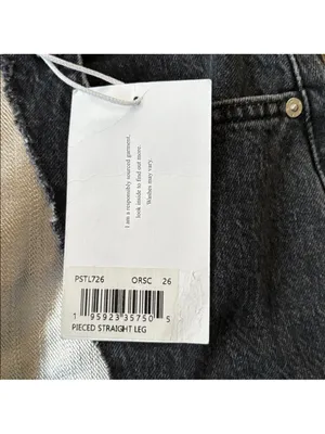 NWT FRAME Pieced Metallic Silver Black Straight Leg Jeans Size 26 Retail $448 thumbnail 9