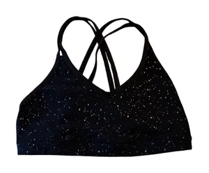 Beyond Yoga Double Back Alloy Speckled Black Strappy Sports Bra Small thumbnail 1