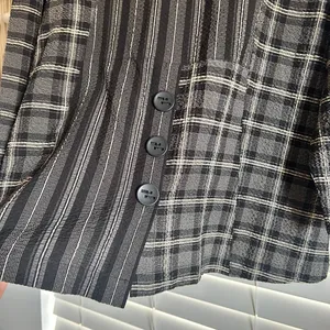 Habitat Black White Chunky Button Plaid Textured Jacket Cardigan Top Size L thumbnail 5