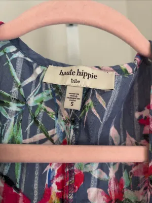 Haute Hippie Claire Kimono Size Small Tropical Floral Peasant Top Bird Print thumbnail 5