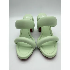 Christian Louboutin Inflama Sab 85 Leather Heels Sandals 38.5 Studio Green $945 thumbnail 4