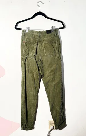 Urban Outfitters Corduroy Pants Size 25 Olive Green Mom High Rise thumbnail 2