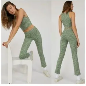 NWT Aritzia Sunday Best Maisy Boot Cut Knit Pants Space Dye Pistachio Green M thumbnail 2