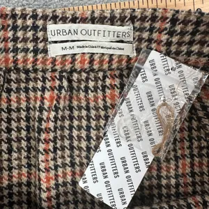 Urban Outfitters Plaid Wrap Mini Skirt Size Medium Brown/Orange Fringe Button thumbnail 6