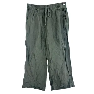Abercrombie & Fitch Olive Green Linen Blend Pull On Wide Leg Pants Women Size XS thumbnail 2