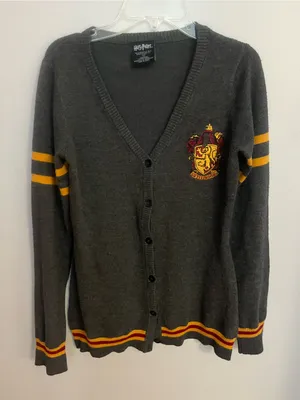 Warner Bros. Gryffindor Charcoal Gray Cardigan with Gold‎ Stripe Accents thumbnail 1