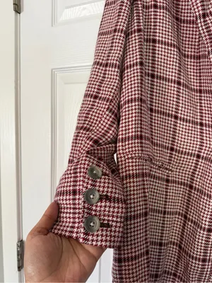 Free People We the Free Plaid Blazer Long Jacket Business Casual thumbnail 5
