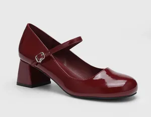 Cider FAUX PATENT LEATHER CHUNKY HEELED MARY JANE SHOES thumbnail 2