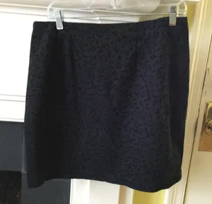 Vintage AT Denim Velvet Design Black Stretch Skirt - Sz 12 thumbnail 4